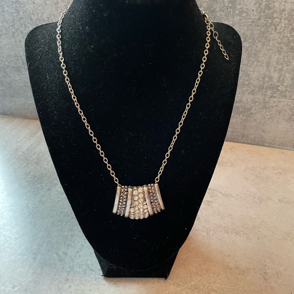 My Style Rhinestone Silver Tone Necklace NWT